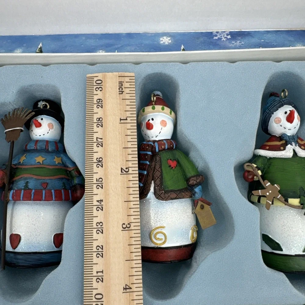Snowman polymetal ornament Set 4 Gift Box‎
